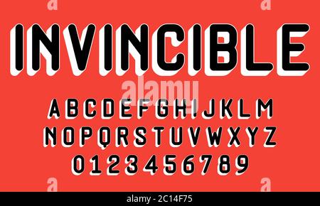 Set di font alfabeti lettere e numeri moderno con 3d concetto illustrazione vettoriale Illustrazione Vettoriale