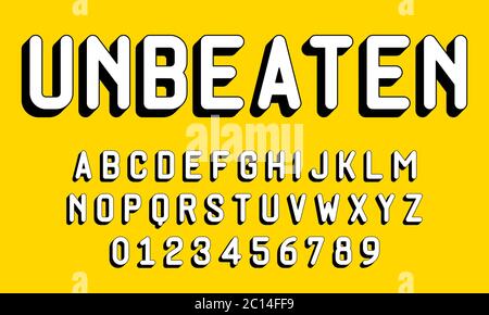 Set di font alfabeti lettere e numeri moderno con 3d concetto illustrazione vettoriale Illustrazione Vettoriale