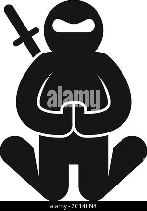 Icona meditazione Ninja. Semplice illustrazione dell'icona del vettore di meditazione ninja per il web design isolato su sfondo bianco Illustrazione Vettoriale