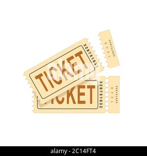Icona semplice del biglietto d'ammissione per lo strappo retrospettiva. Coppia strappata del coupon di ammissione del vettore. Illustrazione grafica isolata. Biglietto per la partenza Illustrazione Vettoriale