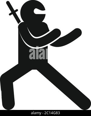 Icona di posa Ninja. Semplice illustrazione dell'icona del vettore di posa ninja per il web design isolato su sfondo bianco Illustrazione Vettoriale