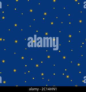 Motivo senza cuciture stellato notturno. Design colorato e ripetitivo per stampe su carta, tessuto e abiti. Illustrazione vettoriale in stile carino cartone animato Illustrazione Vettoriale