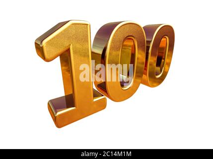 Cartello d'anniversario Gold 3d 100° Foto Stock