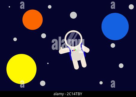 Astronauta nello spazio - Design piatto Illustrazione Vettoriale