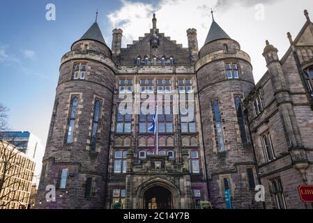 Edificio sindacale studentesco Teviot Row House in Bristo Square, Università di Edimburgo, capitale della Scozia, parte del Regno Unito Foto Stock