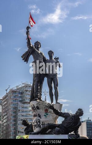 Monumento in Piazza Martiri progettato dallo scultore italiano Marino Mazzacurati nel centro di Beirut, in Libano Foto Stock
