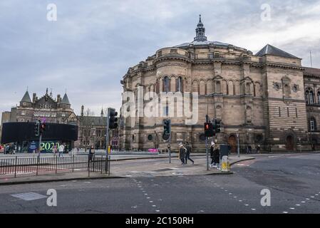 McEwan Hall e Teviot Row House dell'Università di Edimburgo su Bristo Square a Edimburgo, la capitale della Scozia, parte del Regno Unito Foto Stock