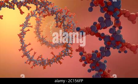 Catena dell'acido ribonicleico da cui è composto l'acido desossiribonucleico o il DNA - illustrazione 3d Foto Stock