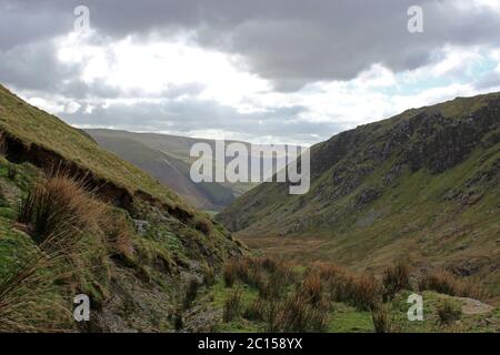 Paesaggio intorno a piedi montagna Wenallt Tap, Blaen Pennant vicino Llanymawddwy con vista sulle montagne Berwyn Foto Stock