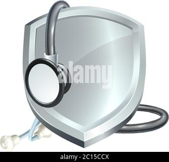 Shield Stethoscope Medical Health Concept Illustrazione Vettoriale