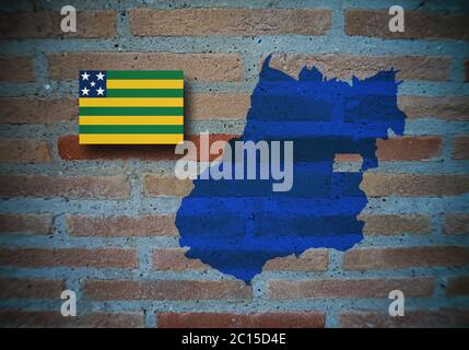 Mappa e bandiera della provincia di Roraima, Brasile, illustrazione in 3D Foto Stock