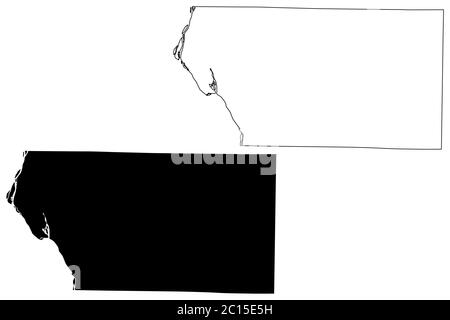 Mercer County, Illinois (Stati Uniti, Stati Uniti d'America, Stati Uniti, Stati Uniti, Stati Uniti), illustrazione vettoriale mappa, schizzo della mappa Mercer Illustrazione Vettoriale