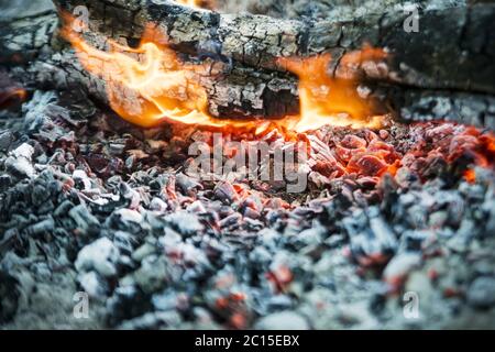 Fase di combustione del legno Foto Stock
