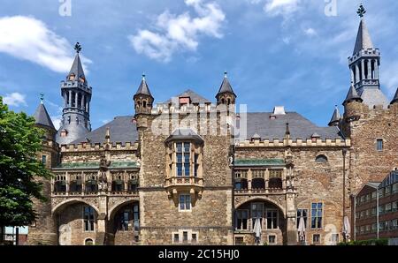 Municipio storico o Rathaus a Aquisgrana Foto Stock