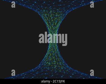 Rappresentazione astratta di un wormhole costituito da linee e punti - illustrazione 3d Foto Stock