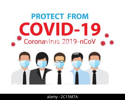Covid-19, malattia, Coronavirus 2019-nCoV concetto, maschera di protezione Illustrazione Vettoriale