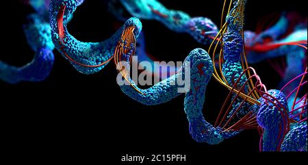 Catena di aminoacidi o biomolecole chiamate proteine - illustrazione 3d Foto Stock