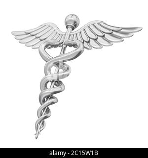 Caduceo simbolo medico isolato Foto Stock