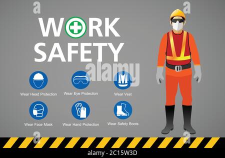 Attrezzatura di sicurezza, concetto di costruzione, illustrazione vettoriale Illustrazione Vettoriale