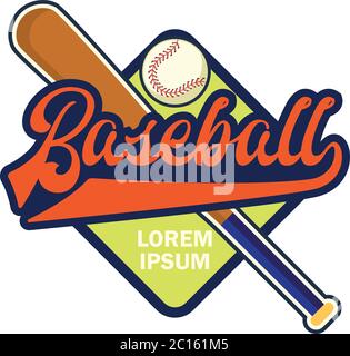 logo di baseball con spazio di testo per slogan / tag line, illustrazione vettoriale Illustrazione Vettoriale