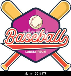 logo di baseball con spazio di testo per slogan / tag line, illustrazione vettoriale Illustrazione Vettoriale
