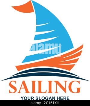 logo vela con spazio di testo per slogan / tag line, illustrazione vettoriale Illustrazione Vettoriale