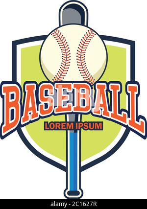 logo di baseball con spazio di testo per slogan / tag line, illustrazione vettoriale Illustrazione Vettoriale