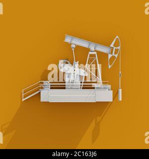 Icona 3d White Oil Rig su sfondo arancione Foto Stock