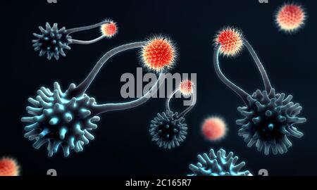 Le cellule T citotossiche cercano e distruggono le cellule tumorali mutate - illustrazione 3d Foto Stock