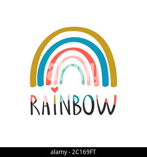Illustrazione creativa dell'arcobaleno con scritte. Scheda vettoriale Illustrazione Vettoriale