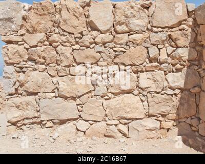 Parete di Herods castello fortezza di Masada, Israele Foto Stock