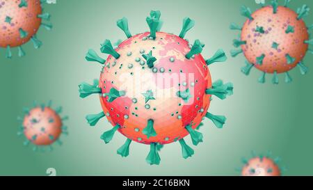 Rappresentazione semplice di un patogeno del virus corona come globo - illustrazione 3d Foto Stock