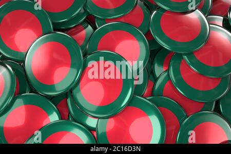 Bangladesh Badges background - pile di tasti Bandiera del Bangladesh. Foto Stock