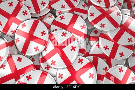Georgia Badges background - pile di tasti bandiera georgiana. Foto Stock