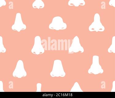 Modello vettoriale senza giunture di illustrazioni disegnate a mano di varie forme di nasi. Illustrazione Vettoriale