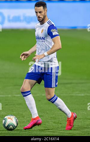 Saragozza, Spagna. 13 Giugno 2020. Burgui di Real Zaragoza (20) durante la Liga match tra Real Zaragoza e Alcorcon a la Romareda. (Foto di Daniel Marzo/Pacific Press) Credit: Pacific Press Agency/Alamy Live News Foto Stock