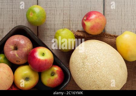 frutta con vista dall'alto. Foto Stock