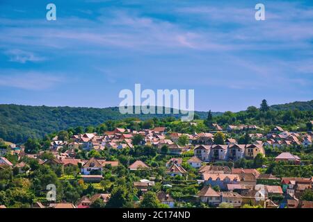 Vista sulla città di Sighisoara Foto Stock