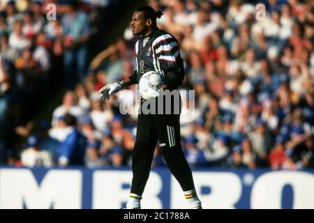 Manchester, Grossbritannien. 11 Apr 2020. Calcio, primo: 15 giugno 1996 Campionato europeo di calcio Euro 1996 gruppo, gruppo 2, gruppo B, archivio foto, archivio foto Francia - Spagna 1: 1 Bernard lama, figura intera | utilizzo nel mondo Credit: dpa/Alamy Live News Foto Stock