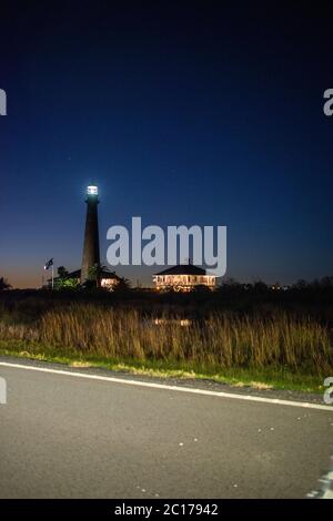 Faro sulla penisola di Bolivar sulla costa del Texas USA Foto Stock