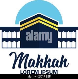 makkah kaaba hajj omra logo con spazio di testo per il tuo slogan / tag line, illustrazione vettoriale Illustrazione Vettoriale