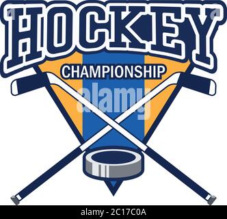logo hockey con spazio di testo per slogan / tag line, illustrazione vettoriale Illustrazione Vettoriale
