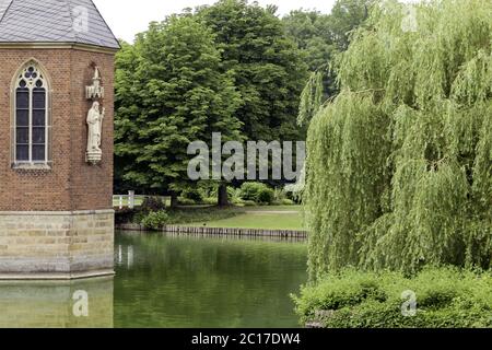 Castello di Hülshoff vicino Havixbeck, Münster terra, Nord Reno-Westfalia, Germania Foto Stock