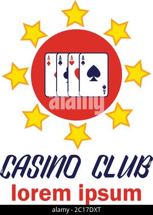 logo del casinò di poker con spazio di testo per il tuo slogan / tag line, illustrazione vettoriale Illustrazione Vettoriale