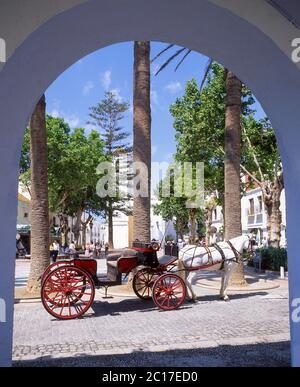 Carrozza a cavallo, Plaza Balcon De Europa, Nerja, Costa del Sol, Provincia di Malaga, Andalusia, Spagna Foto Stock