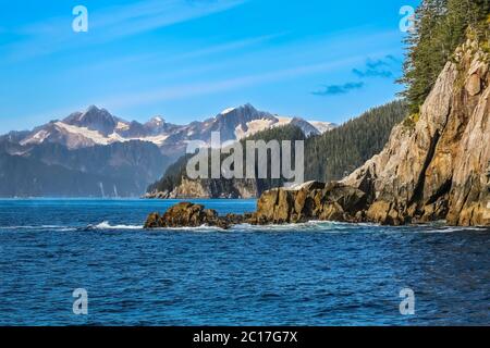 Paesaggi costieri, il Parco nazionale di Kenai Fjords, Alaska Foto Stock