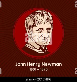 John Henry Newman (1801-1890) è stato un teologo e poeta inglese, primo sacerdote anglicano e poi sacerdote cattolico e cardinale. Illustrazione Vettoriale