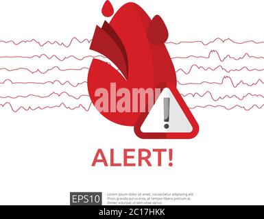 pericolo simbolo di allarme attacco cardiaco. icona battito cardiaco o battito cardiaco. cardiologia cardiologia. concetto giornata cardiaca mondiale per banner o poster. Vettore Illustrazione Vettoriale