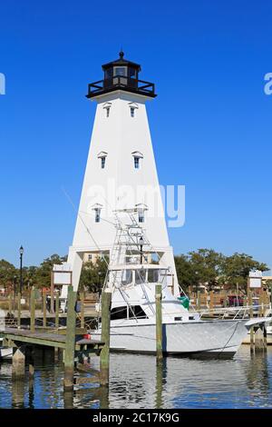 Ship Island Lighthouse (replica), Gulfport, Mississippi, Stati Uniti Foto Stock