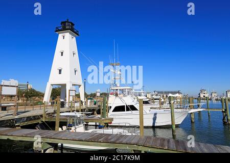 Ship Island Lighthouse (replica), Gulfport, Mississippi, Stati Uniti Foto Stock